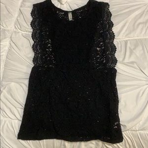 Free People Black Lace Top